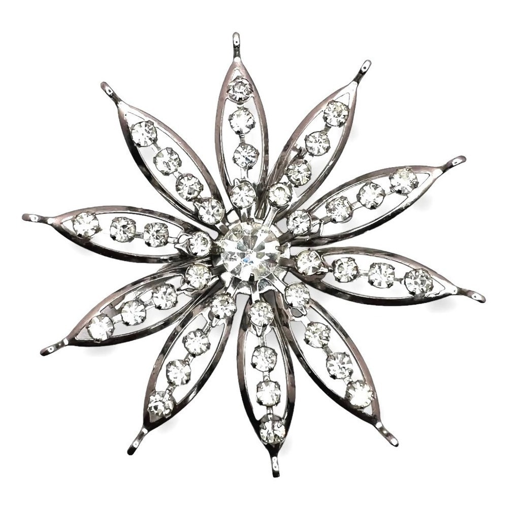 Huge Crystal Rhinestone Flower Brooch